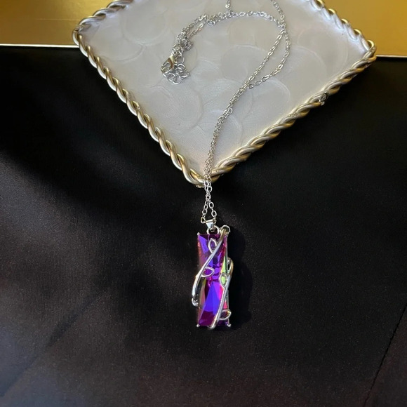 Handcrafted Prism Colored Crystal Wrapped Necklace - Picture 3 of 7